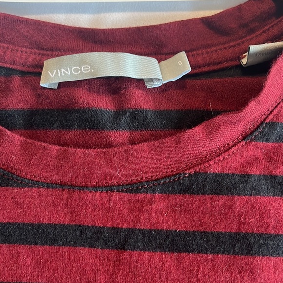 $100 Vince Size S Stripe Pima Cotton Short Sleeve Tee Shirt - Picture 2 of 5